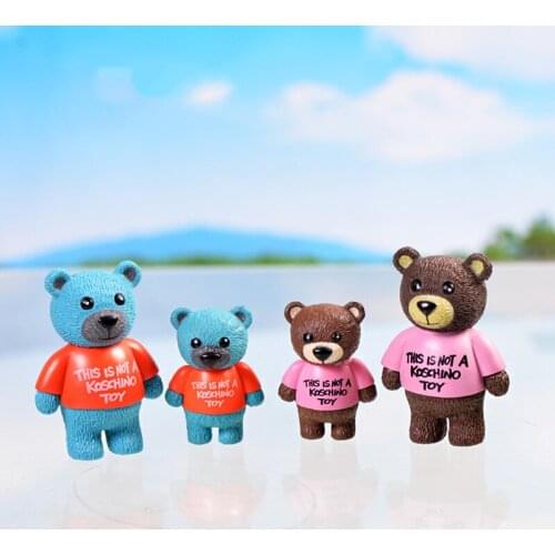 6PCS Bear Figures Decorative Mini Fairy Garden Animals Statue Miniature Micro Landscape Ornaments Home Decoration Accessories