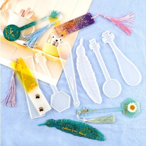 1PC Bookmark UV Resina Mold Rabbit Flower Feather Pendant DIY Silicone Mold Dried Flower Jewelry Accessories Resin Molds
