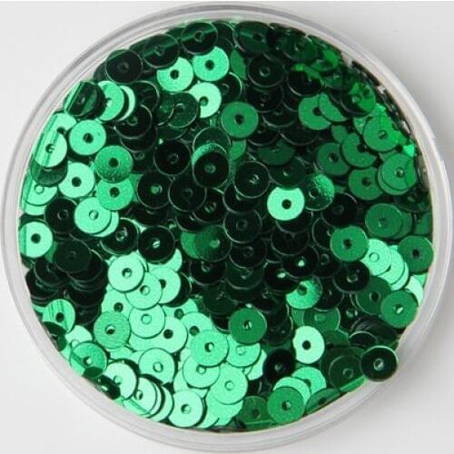 New Arrival-50g 5mm Flat Round Loose Sequins Paillettes Sewing Wedding Craft Good Quality 15# Green Color Confetti