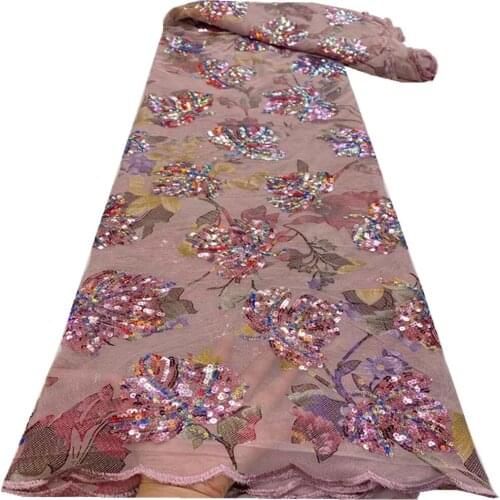 Newest French Tulle Lace Fabric Latest African Lace Fabric High Quality Sequins Lace For Nigeria Wedding Dress Sewing rf-150
