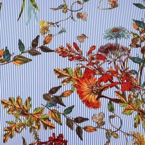 2018 new sky blue stripe reactive dyeing pure cotton fabric for summer dress shirt telas por metros tissu au metre vestido DIY