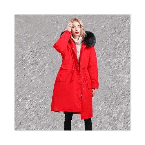 New 2020 Winter Warm Down Jackets Women Raccoon Fur Long Hooded Coat Oversize Parkas abrigos de mujer invierno LX2239