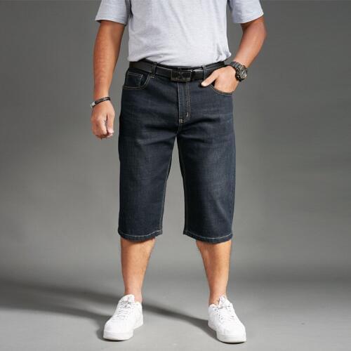 New Arrival Summer Mens Cloths short Cotton Blue And Black Jeans Fashion Elastic Seven Minute Loose Thin Male plus Size 30-48