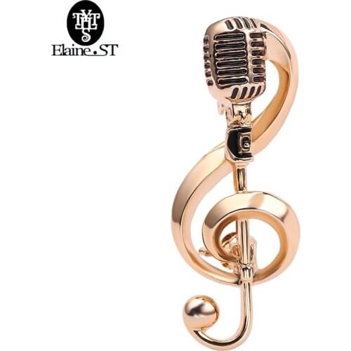 New Microphone Music Note Brooches For Women And Men Singer Party Concert Accessories Christmas Gifts High Quality
