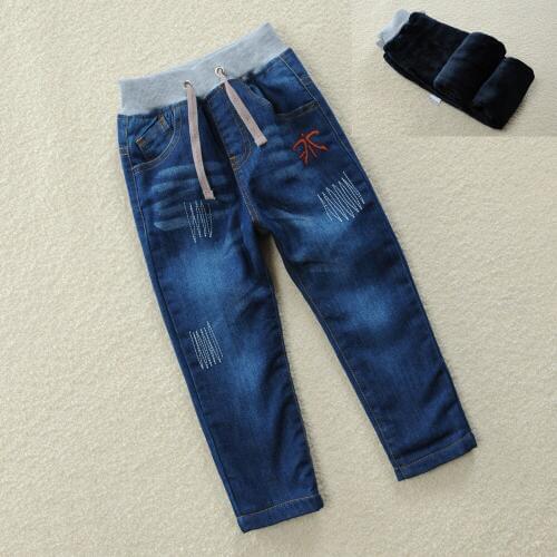 New Autumn Winter Boys Warm Thick Jeans For Baby Infant Casual Pants Boys Trousers Children Denim Kids 2-10year blue Jeans