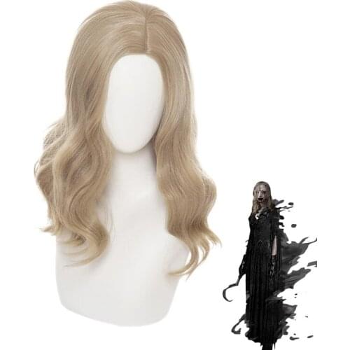 Game Village Bela Wig Cosplay Vampire Madams Daugther Biohazard Village Cosplay Headwear Long Brown Curly Wig Free Wig Cap