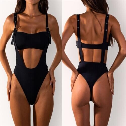 Sexy and cool Bikinis Solid Push Up Bikini 2020 Hot Sale Padded Bra Straps one-piece Swimsuit Female Swimwear Women Biquini