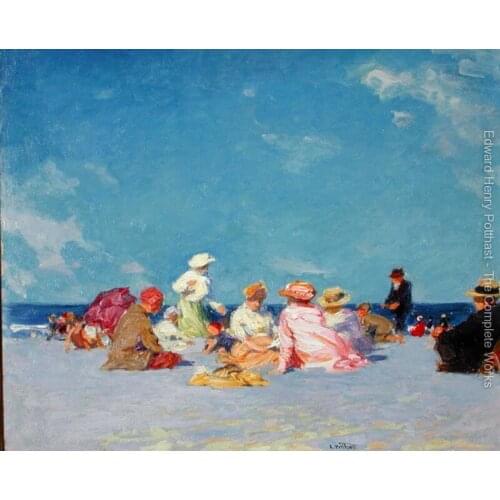 Oil painting beach and Children Afternoon Fun by Edward Henry Potthast High quality Hand painted Landscape Art Home Decor