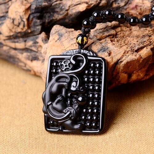 Drop Ship Obsidian Pixiu Pendant Necklace Big Jewelry Mens Jade Jewelry Brave Animal Jewelry