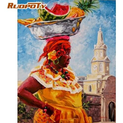 RUOPOTY Frame Diy Painting By Numbers Africa Women Figure Picture By Numbers Acrylic Paint Handpainted On Canvas For Diy Gift