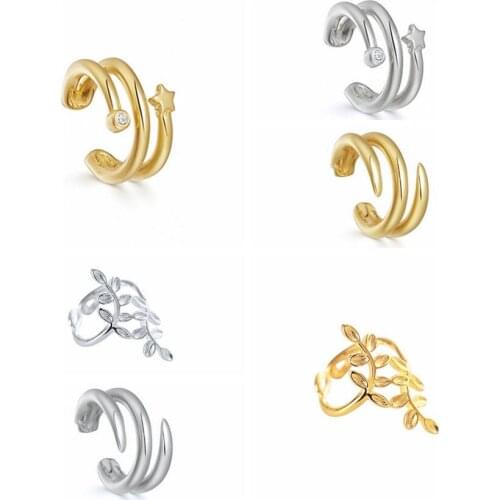 24k Gold-Plated Silver Punk Irregular Ear Clip Earrings For Women Trendy Fake Cartilage Cuff Earring pendientes Without Piercing