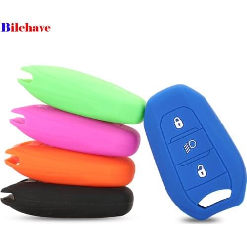 Bilchave 3 Buttons Silicone Remote Car Key Case Cover Fob For Peugeot Citroen C3 Holder Replacement
