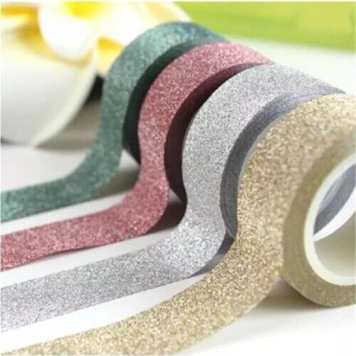 Adhesive Silver Golden Glitter Washi Tape Scrapbooking Christmas Party Wedding Home Decor Kawaii Cute Decorative Paper Crafts