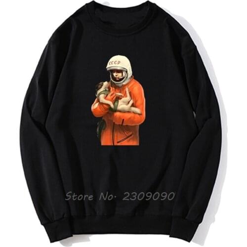 Harajuku Stylish Laika Gagarin Soviet Space Heroes hoodies Cccp Hoodie Men Pullover Fleece Sweatshirts Streetwear