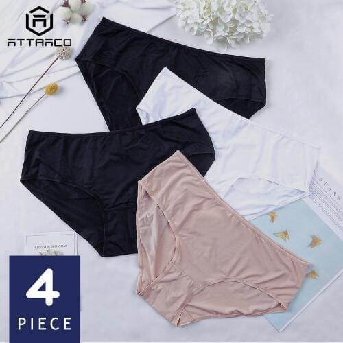 ATTRACO Womens Underwear Pantie Briefs Cotton Soft Ladies Skin-friendly Comfort Solid Packs of 4 Breathable Cozy Hot Sale Cute