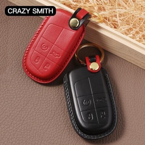 Crazy Smith Handmade Smart Car Key Case Cover for Jeep Grand Cherokee/Guide/Cherokee Vegetable Tanned Leather Super Crafts Gift