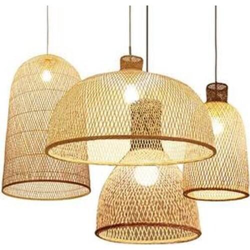 Vintage Bamboo Art Pendant Lights Wood Wicker Chinese Pendant Lamp Suspension Home Indoor Dining Room Kitchen Fixtures Luminaire