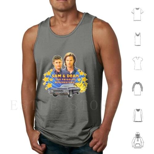 Sam & Dean Vintage Transfer Tank Tops Vest Sleeveless Supernatural Vintage Transfer Style Sam And Dean Impala Car Seventies