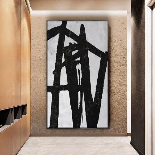 Artist Hand-painted High Quality Modern Abstract Black and White Oil Painting on Canvas Handmade Large Abstract Oil Painting art