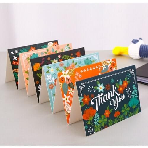 High quality 6 Style Thank You Cards With Envelope Stickers Business Custom Invitations Notes Blank Inside Greeting Postcards