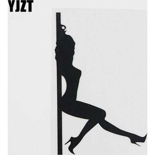 YJZT 8.4CMX13.3CM Pole Dancer Sexy Dancing Woman Vinyl Car Sticker Black/Silver 8A-0427
