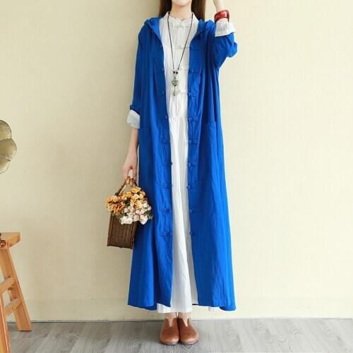Women Linen Jacket Long Robe Traditional Chinese Clothing For Women Retro Cardigan Teaism Wear Casual Outfits Gown Hanfu 10709