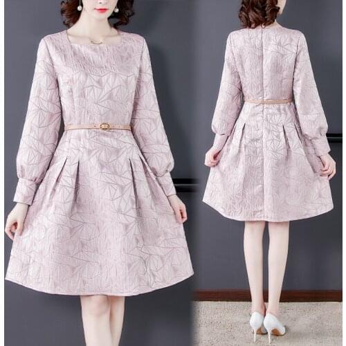 Women Fashion Jacquard Midi Dress 2021 Elegant Bodycon Office Lady Party Dress Autumn Winter Korean Vintage Solid Casual Vestido