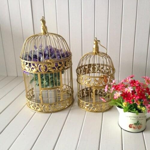 Gold Bird Cage Home Decor Display Wedding Party Art Design Birdhouses Outdoor Baby Snuggle Nest