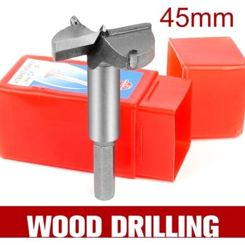 HOEN 1pcs 45mm HSS Cemented Carbide Wood Drills Forstner Auger Drill Bit Set Woodworking Hand Drill Rotary High Quality