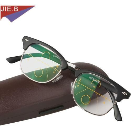 2018 fashion vintage Zoom Asymptotically Multi-focal Men Progressive Reading Glasses High Quality Presbyopia Hyperopia Bifocal