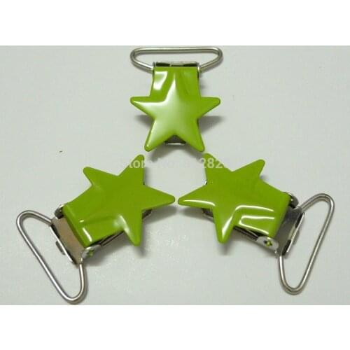 25pcs 1'' 25mm #MD22 Enamel Painted Lime Colored Star Shape Dummy Clips