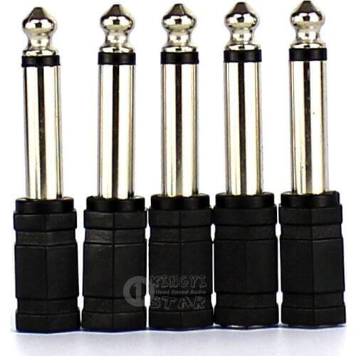 5Pcs 6.5mm Male to 3.5mm Female Conversion Plug Stereo Jack Audio Adapter Cable Connector For Microphone Karaoke Mixer Amplifier