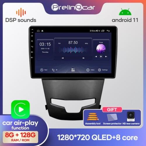 Prelingcar Android 10.0 NO DVD 2 Din Car Radio Multimedia Video Player Navigation GPS For SsangYong Korando Actyon 2014-2016