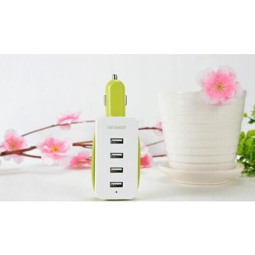 Fast car-charger 4 port USB 2.0car charger Splitter Adapter with 1 meter cable line Car FastCharger For Mobile phone Tablet