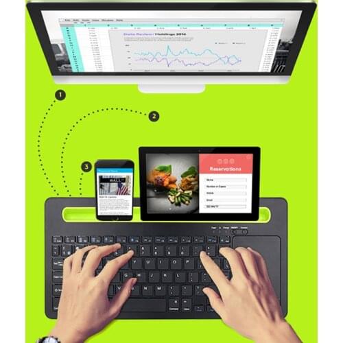 BK230TF universal multi device double bluetooth dual mold wireless keyboard trackpad mouse keyboards with phone case holder