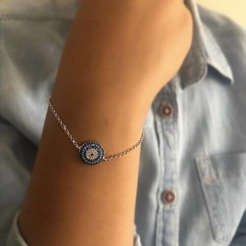 My Evil Eye 925 Sterling Silver Elevator Wristband Women Girls Jewelry Accessories Fashion Handmade Bracelet