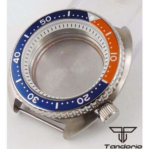 Fit NH35A NH36A 45mm Automatic Wristwatch Case Unidirectional Bezel Brushed Screw Down Crown Sapphire Glass