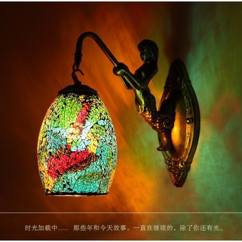 Tiffany Colorful Nordic Vintage Iron Crystal Led Wall Lamp Bohemian Bedroom Wall Lamp Tiffany Wall Lamp