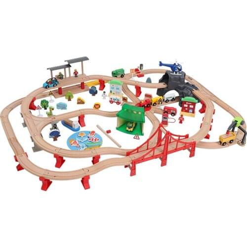 Kids Wooden Toy Electric Train Track Luxury Oversized Suit Boys Assembling Suit Educational Educational Toy Childrens Day Gifts