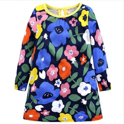 Childrens dress animal bird cat flower pattern long-sleeved princess dress spring summer baby girl party costume