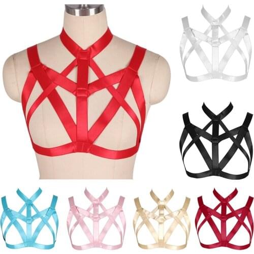 Punk Erotic Harness Bra Cage Gothic Gothic Dance Festival Wear Bdsm Bondage Adjustable Suspenders Womens Belt For Stocking