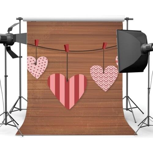 Valentines Day Backdrop String Sweet Hearts Rustic Stripes Wood Plank Romantic Wallpaper Photography Background