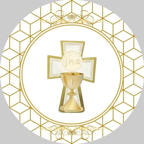 God Bless Background Gold First Holy Communion Party Backdrop for Photo Studio Basptism Cross Banner