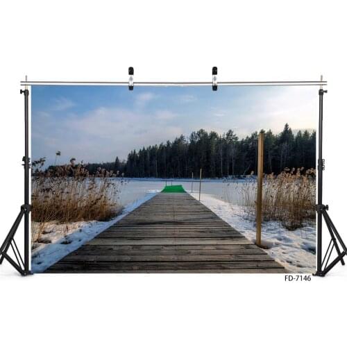 Long Pier to the Lake Landscape Photography Backgrounds Vinyl Cloth Backdrop Photo Studio for Portrait Children Baby Photoshoot