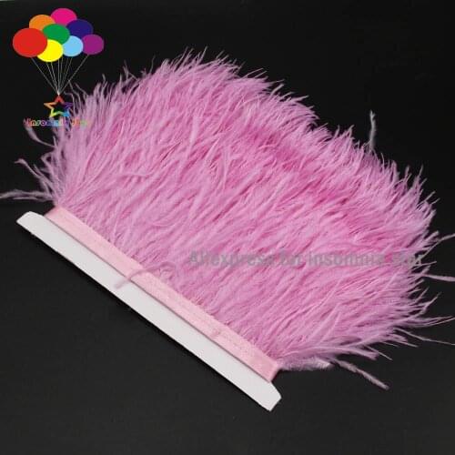Fuchsia Ostrich Feather Trims for Wedding Dress Skirt Decoration DIY Craft feather fan wholesale