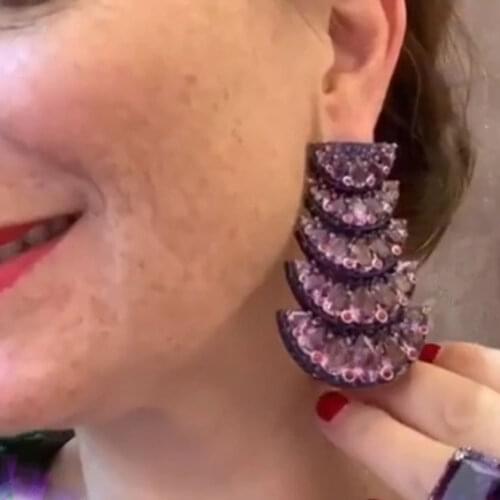 GODKI 2020 Luxury Trendy Purple CZ Earrings Sector Purple Cubic Zircon Earrings For Women Drop Earrings Brincos Fashion Jewelry