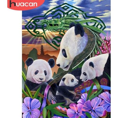 HUACAN DIY Diamond Painting Panda Full Drill Square Round Diamond Embroidery Animal 5D Cross Stitch Decoration Home