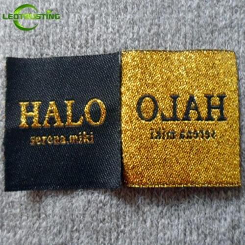 1000pcs Customizd Personal Brand Woven Gold Clothing Labels with Cut and Fold Custom Embroidered Wedding Dress/Jacket Labels