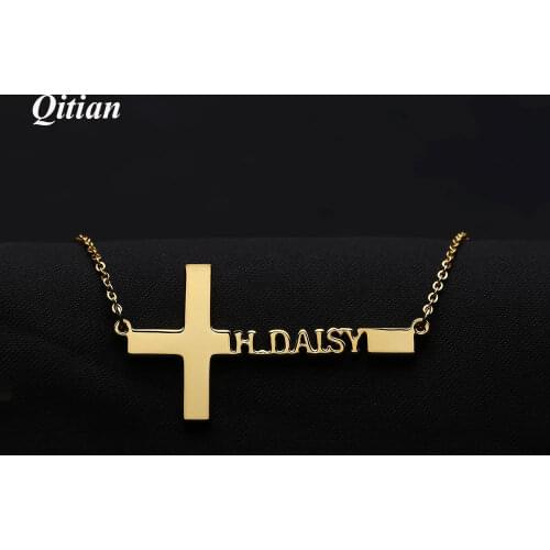 Cross Name Choker Necklaces & Pendants Stainless Steel Personalized Custom Necklace For Women Nameplate Jewelry Gift Ketting