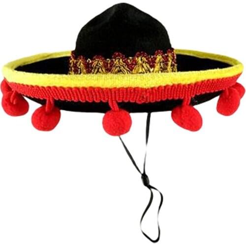 Mexican Denim Style Straw Caps Fashion Pet Dog Sun Hat Beach Party Straw Hat Dog Hat Pet Accessories